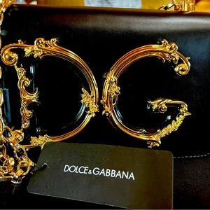 Authentic soft black leather, Dolce & Gabbana shoulder/crossbody bag